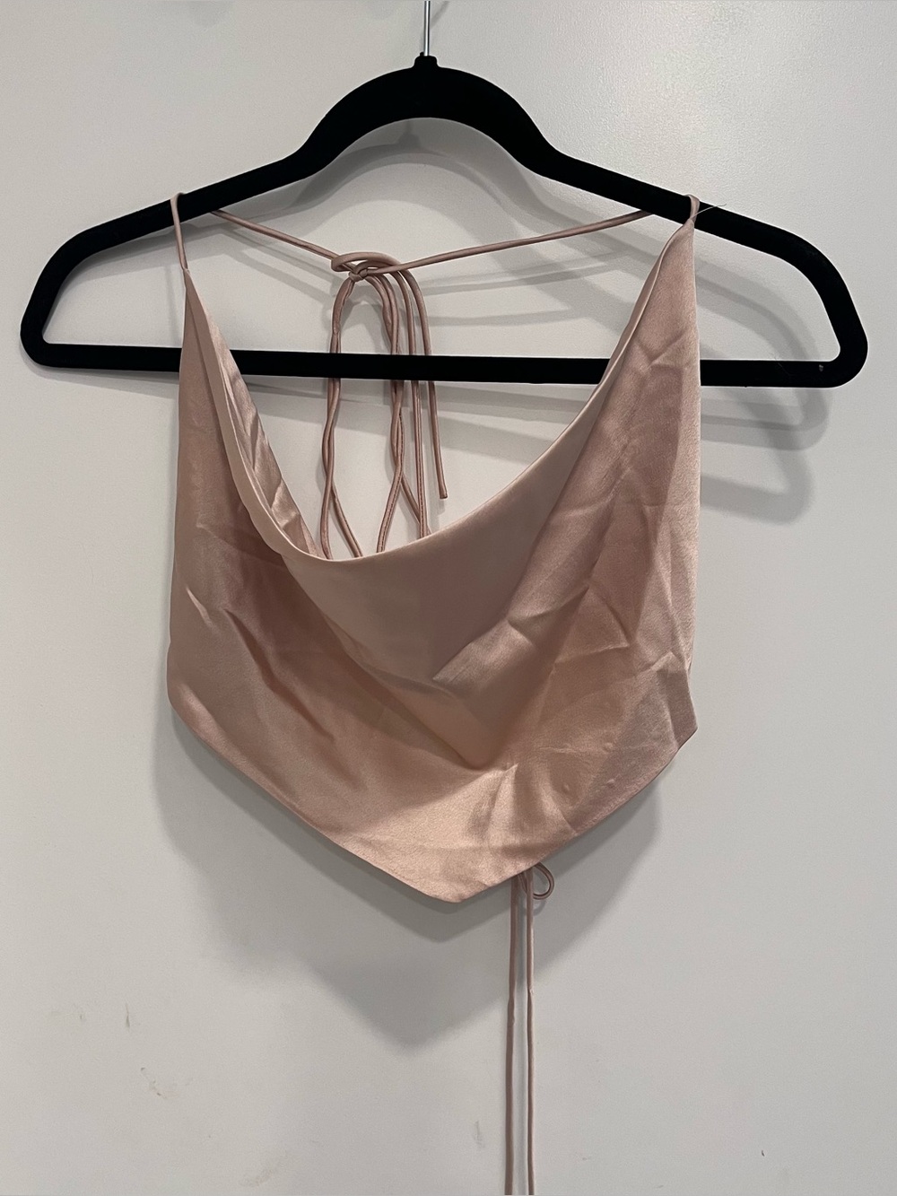 Fashion Nova Deanna Satin Silky Cowl Backless Halter Top Blush Pink NWT Medium